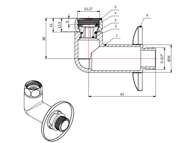 Американка угловая 1/2" вн. х 1/2" нар. ХРОМ, AV Engineering (2 шт. в уп.) (для полотенцесушителя, макс. 70 С, макс. 16 бар)