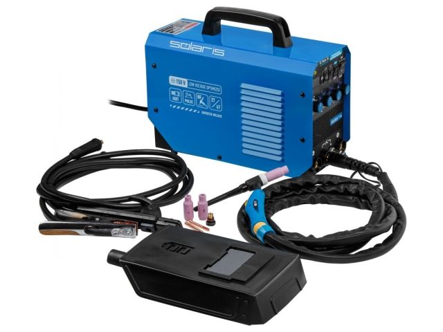 Инверторный аппарат аргонодуговой сварки SOLARIS TIG-200P (DC TIG; HF; Pulse; MMA; 180 A; 150 В-240 В)