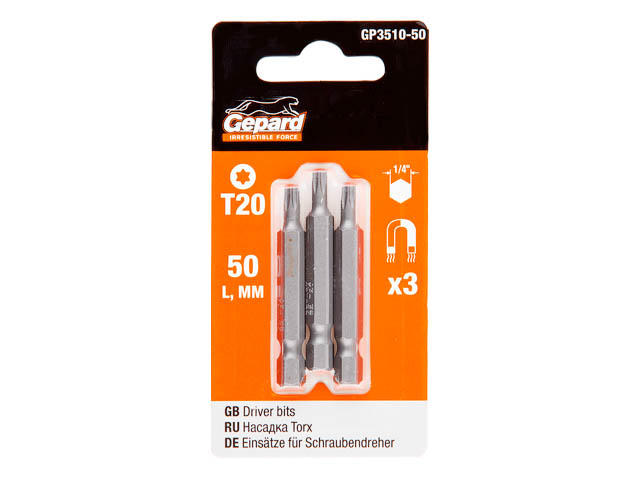 Насадка TORX T20 50мм 3шт GEPARD (GP3510-50)
