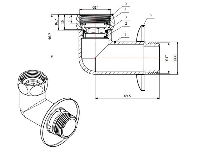 Американка угловая 1" вн.-нар. ХРОМ, AV Engineering (2 шт. в уп.) (для полотенцесушителя, макс. 70 С, макс. 16 бар)