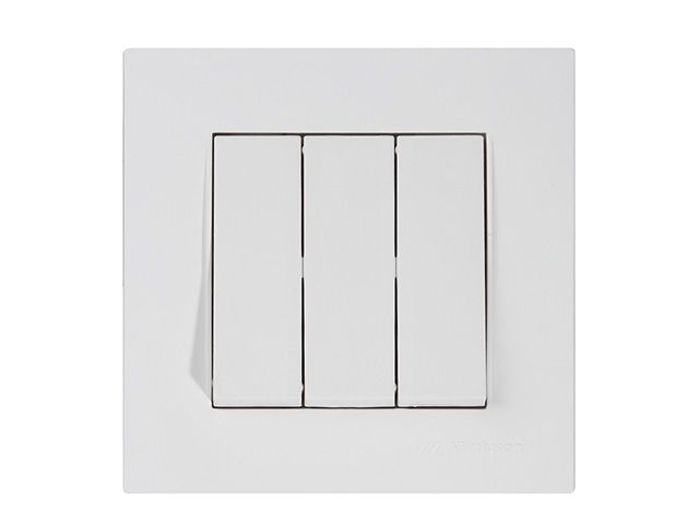 Выключатель 3- клав. (скрытый, пруж. зажим) белый, RITA, MUTLUSAN (10 A, 250 V, IP 20)
