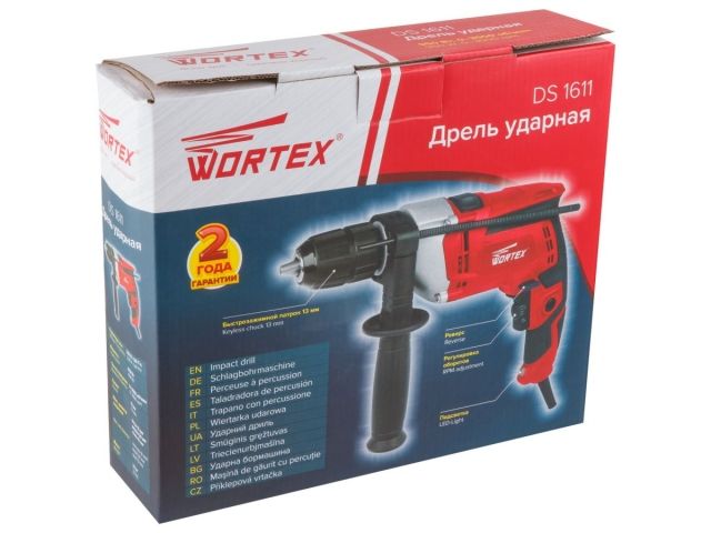 Дрель ударная WORTEX DS 1611 в кор. 950 Вт, 1 скор, 30 мм в дер., быстрозажимной патрон 13 мм (ОТГРУЗКА ТОЛЬКО ПО ЭТН/ЭТТН | 0-3000 об.мин)