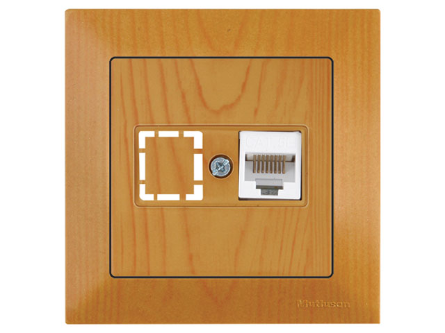 Розетка компьютерная 1xRJ45 (Cat5e, скрытая) дуб, DARIA, MUTLUSAN