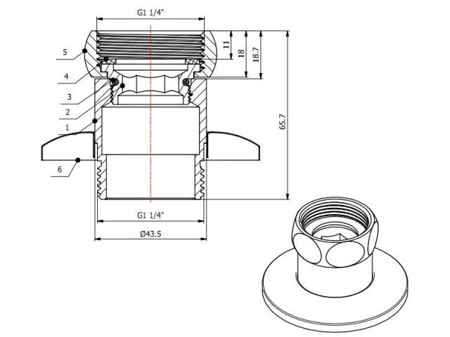 Американка прямая 1 1/4" вн.-нар. ХРОМ, AV Engineering (2 шт. в уп.) (для полотенцесушителя, макс. 70 С, макс. 16 бар)
