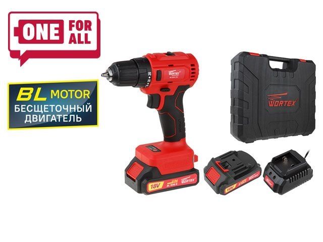 Аккум. дрель-шуруповерт WORTEX BD 2025-1 DLi в чем. ALL1 XLT БЕСЩЕТ, 18 В, 50 Н*м, 2х1,5 А*ч, БЗП 10 (ОТГРУЗКА ТОЛЬКО ПО ЭТН/ЭТТН | шурупы д