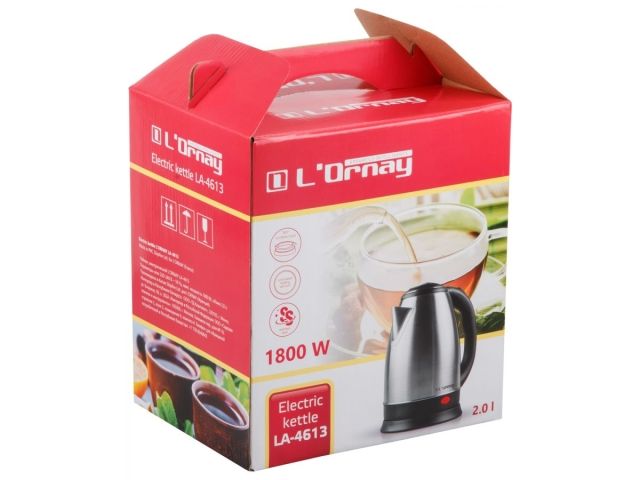 Чайник электрический L'ORNAY LA-4613 (ОТГРУЗКА ТОЛЬКО ПО ЭТН/ЭТТН | 1800 Вт; 2,0 л; нерж.сталь)