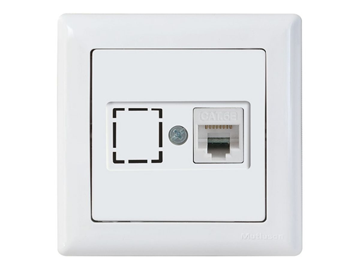 Розетка компьютерная 1xRJ45 (Cat6, скрытая) белая, DARIA, MUTLUSAN