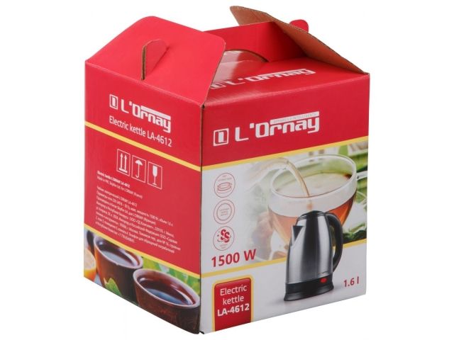 Чайник электрический L'ORNAY LA-4612 (ОТГРУЗКА ТОЛЬКО ПО ЭТН/ЭТТН | 1500 Вт; 1,6 л; нерж.сталь)