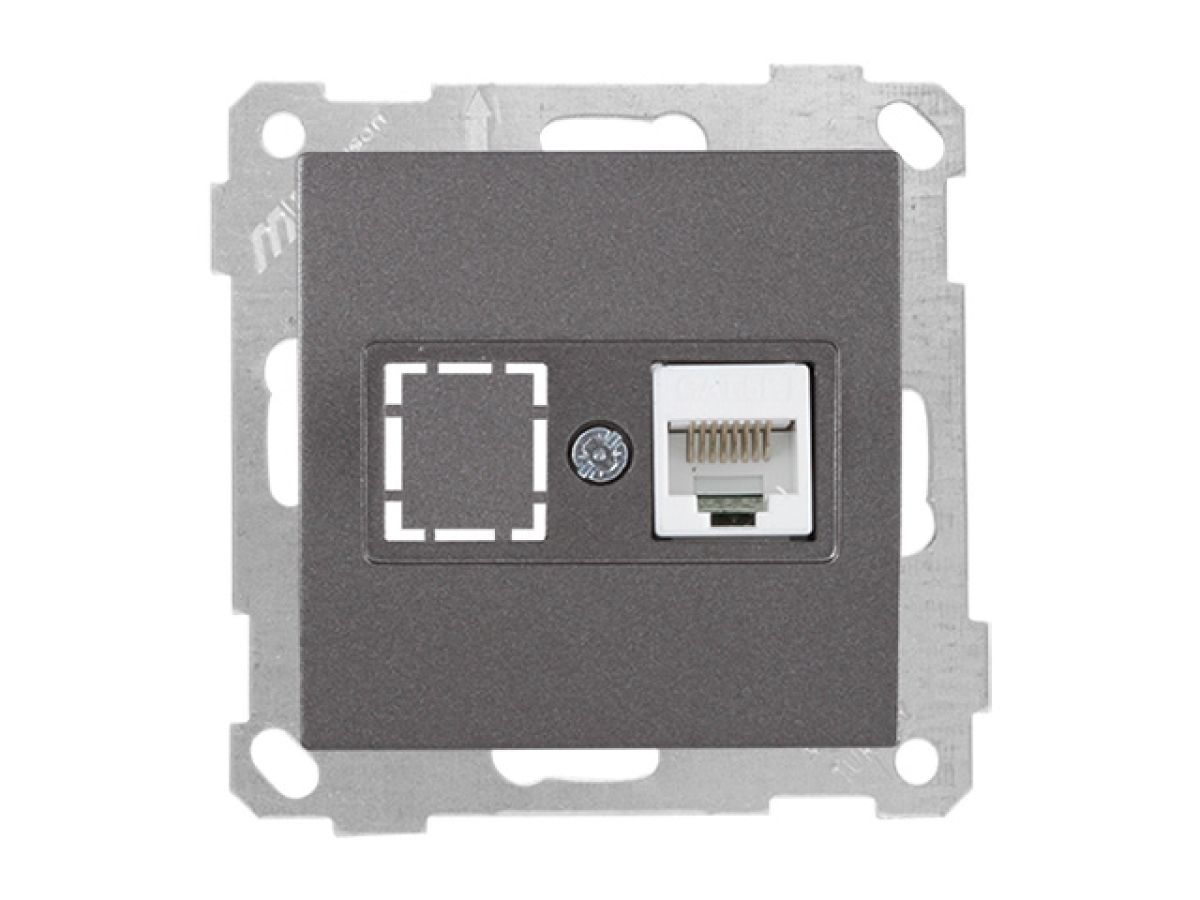 Розетка компьютерная 1xRJ45 (Cat5e, скрытая, без рамки) дымчатая, DARIA, MUTLUSAN