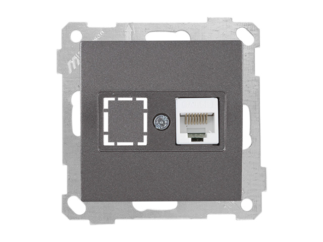Розетка компьютерная 1xRJ45 (Cat5e, скрытая, без рамки) дымчатая, DARIA, MUTLUSAN