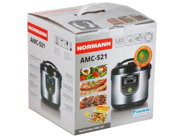 Мультиварка NORMANN AMC-521 (ОТГРУЗКА ТОЛЬКО ПО ЭТН/ЭТТН | 900 Вт; 5л; 10 программ; СМАРТШЕФ; паровая корзина; фритюр; покрытие Daikin)