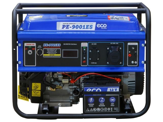 Электростанция (генератор бензиновый) ECO PE-9001ES (электростарт, 6,5 кВт, 220 В, автозапуск*, бак 25.0 л, вес 81.9 кг)