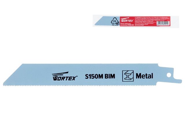 Пилка сабельная по металлу S150M (1 шт.) WORTEX высококачественная быстрорежущая сталь, 150 мм длина (пропил прямой, тонкий, для базовых раб