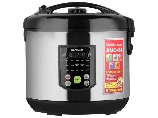 Мультиварка NORMANN AMC-434 (ОТГРУЗКА ТОЛЬКО ПО ЭТН/ЭТТН | 900 Вт; 5л; 15 программ; СМАРТШЕФ; паровая корзина)