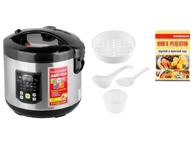 Мультиварка NORMANN AMC-434 (ОТГРУЗКА ТОЛЬКО ПО ЭТН/ЭТТН | 900 Вт; 5л; 15 программ; СМАРТШЕФ; паровая корзина)