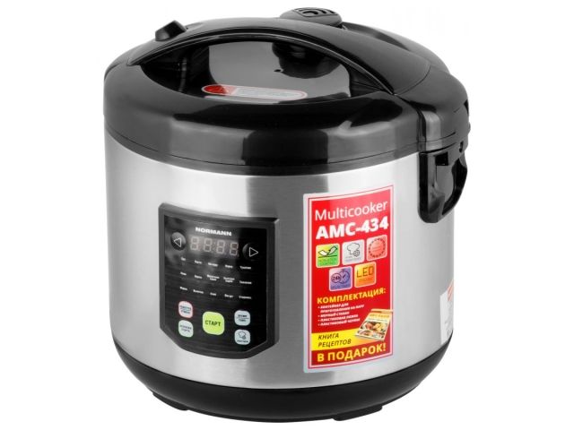 Мультиварка NORMANN AMC-434 (ОТГРУЗКА ТОЛЬКО ПО ЭТН/ЭТТН | 900 Вт; 5л; 15 программ; СМАРТШЕФ; паровая корзина)