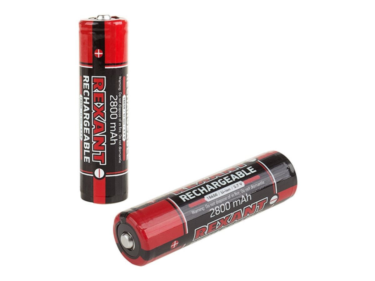 Аккумулятор Rexant 18650 с защитой Li-ion 2800 mAH 3.7 В блист=1шт