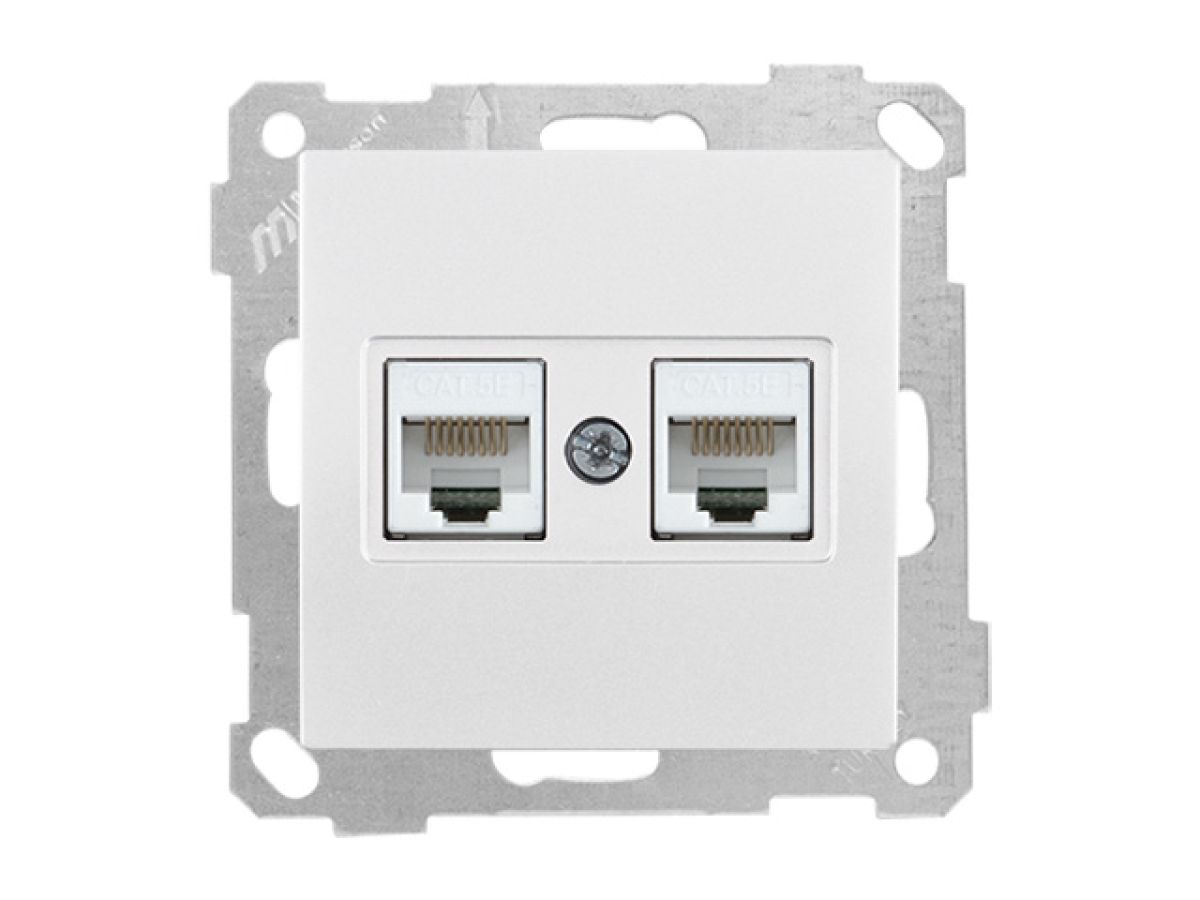 Розетка компьютерная 2xRJ45 (Cat5e, скрытая, без рамки) белая, DARIA, MUTLUSAN