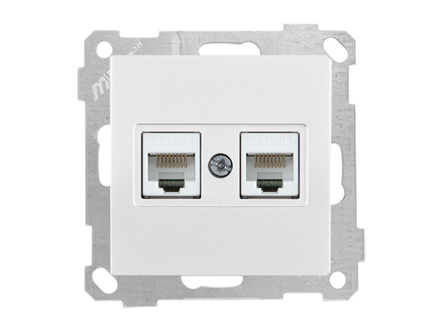 Розетка компьютерная 2xRJ45 (Cat5e, скрытая, без рамки) белая, DARIA, MUTLUSAN