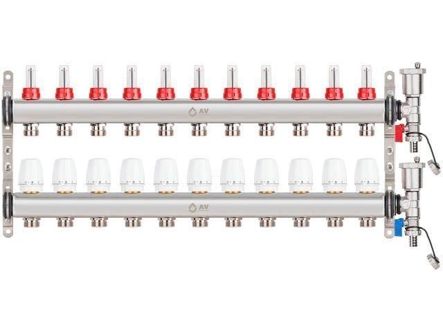 Коллекторная группа AVE136, 11 вых. AV Engineering (PRO серия Для теплого пола и водоснабжения)