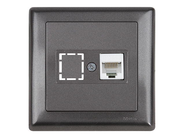 Розетка компьютерная 1xRJ45 (Cat5e, скрытая, с рамкой) дымчатый, DARIA, MUTLUSAN