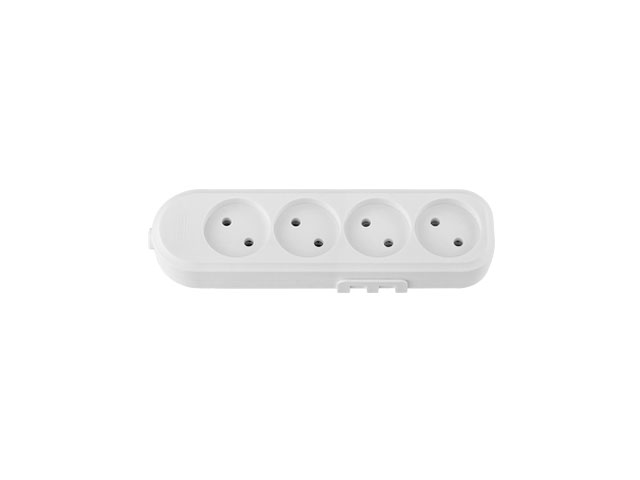 Розетка 4-ая переносная (б/з, 16А, 250В) белая, BYLECTRICA