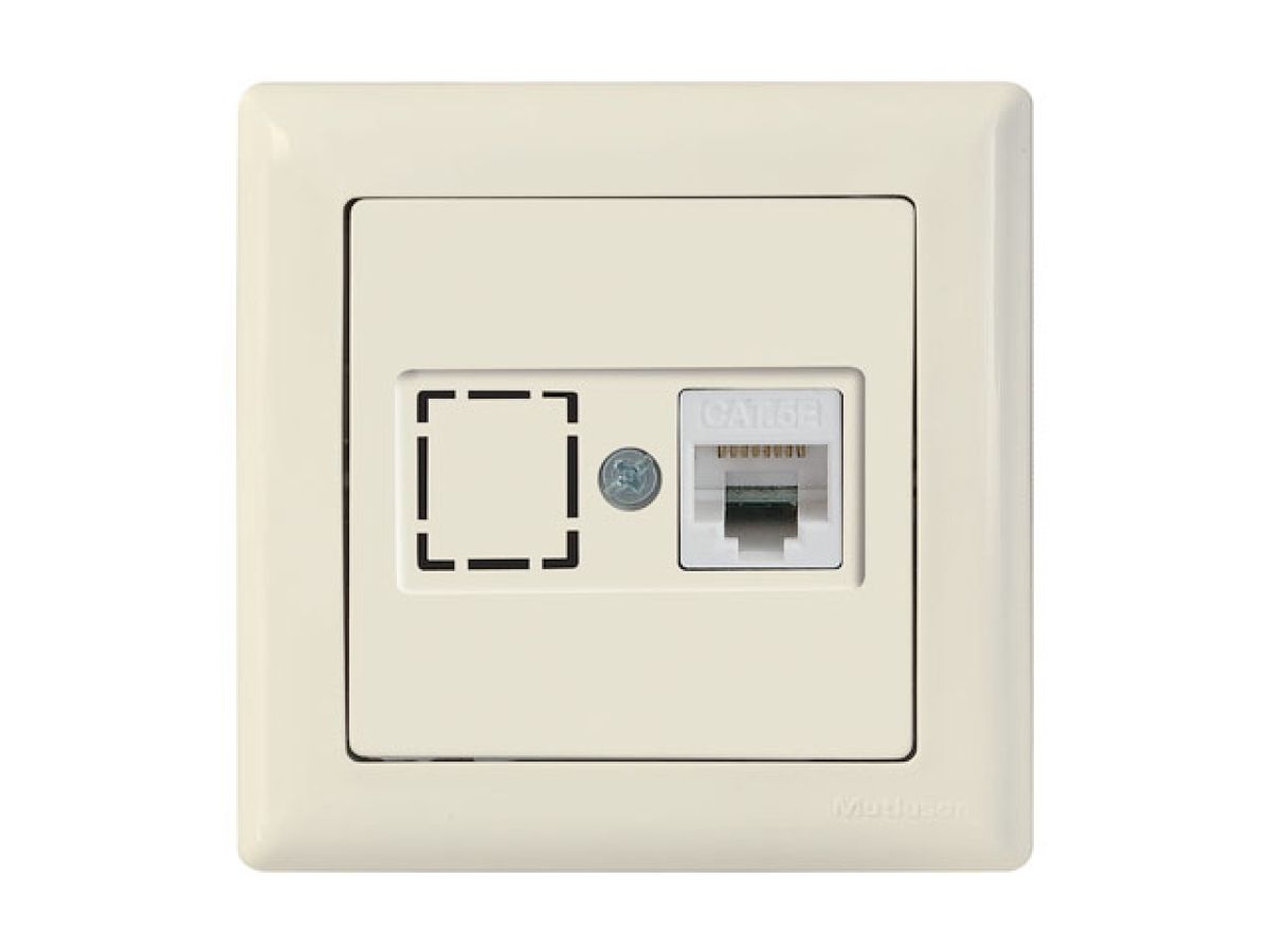 Розетка компьютерная 1xRJ45 (Cat6, скрытая) кремовая, DARIA, MUTLUSAN