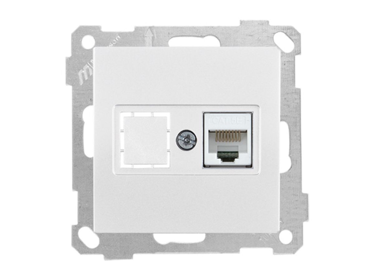 Розетка компьютерная 1xRJ45 (Cat5e, скрытая, без рамки) белая, DARIA, MUTLUSAN