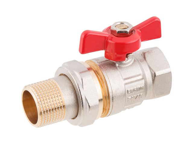 Кран шаровый 1″ нар.-вн. бабочка (со сгоном) PN40, AV Engineering