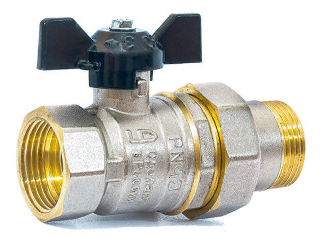 Кран шаровый 3/4″ нар.-вн. бабочка (со сгоном) PN40, LD