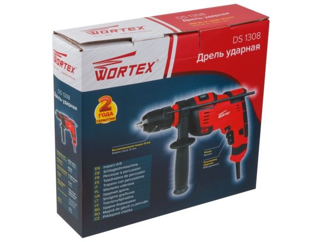 Дрель ударная WORTEX DS 1308 в кор. 650 Вт, 1 скор, 25 мм в дер. (ОТГРУЗКА ТОЛЬКО ПО ЭТН/ЭТТН | Быстрозажимной паторон)