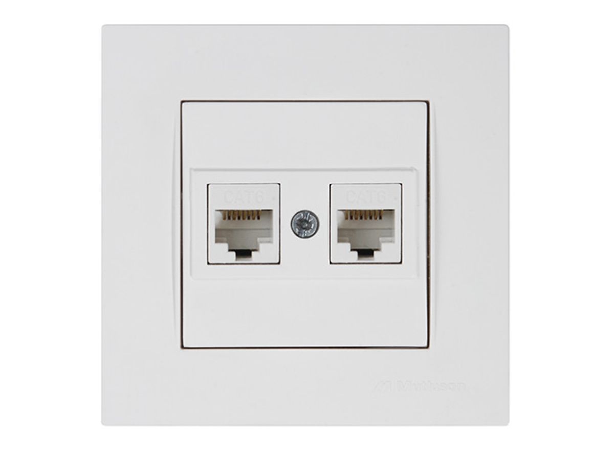 Розетка компьютерная 2xRJ45 (Cat6, скрытая) белая, RITA, MUTLUSAN