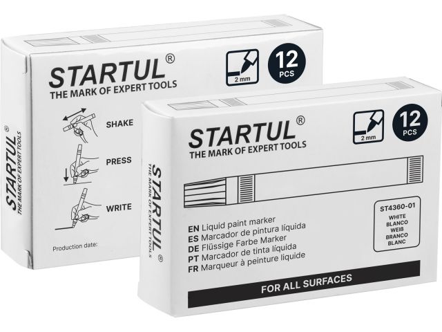 Маркер промышл. перманентный на основе жидк. краски белый STARTUL PROFI (ST4360-01) (толщ. линии 2,0 мм)