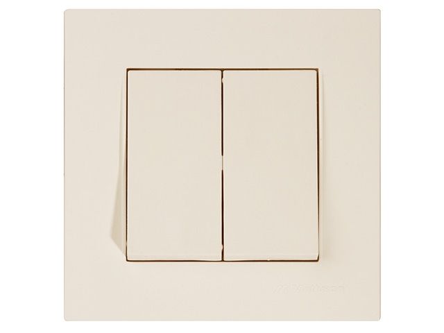 Выключатель 2-клав. (скрытый, пруж. зажим) кремовый, RITA, MUTLUSAN (10 A, 250 V, IP 20)