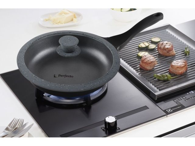 Крышка стеклянная, 260 мм, с силиконовым ободом, круглая, Handy Plus (Хенди Плюс), PERFECTO LINEA