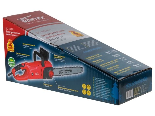 Пила цепная электрическая WORTEX EC 4024-1 шина 40 см (16"), 3/8" LP, 1.3 мм (2400 Вт, 14.5 м/с, 40.5 см, 3/8", 1.3мм, 56 зв; автосмазка, бе