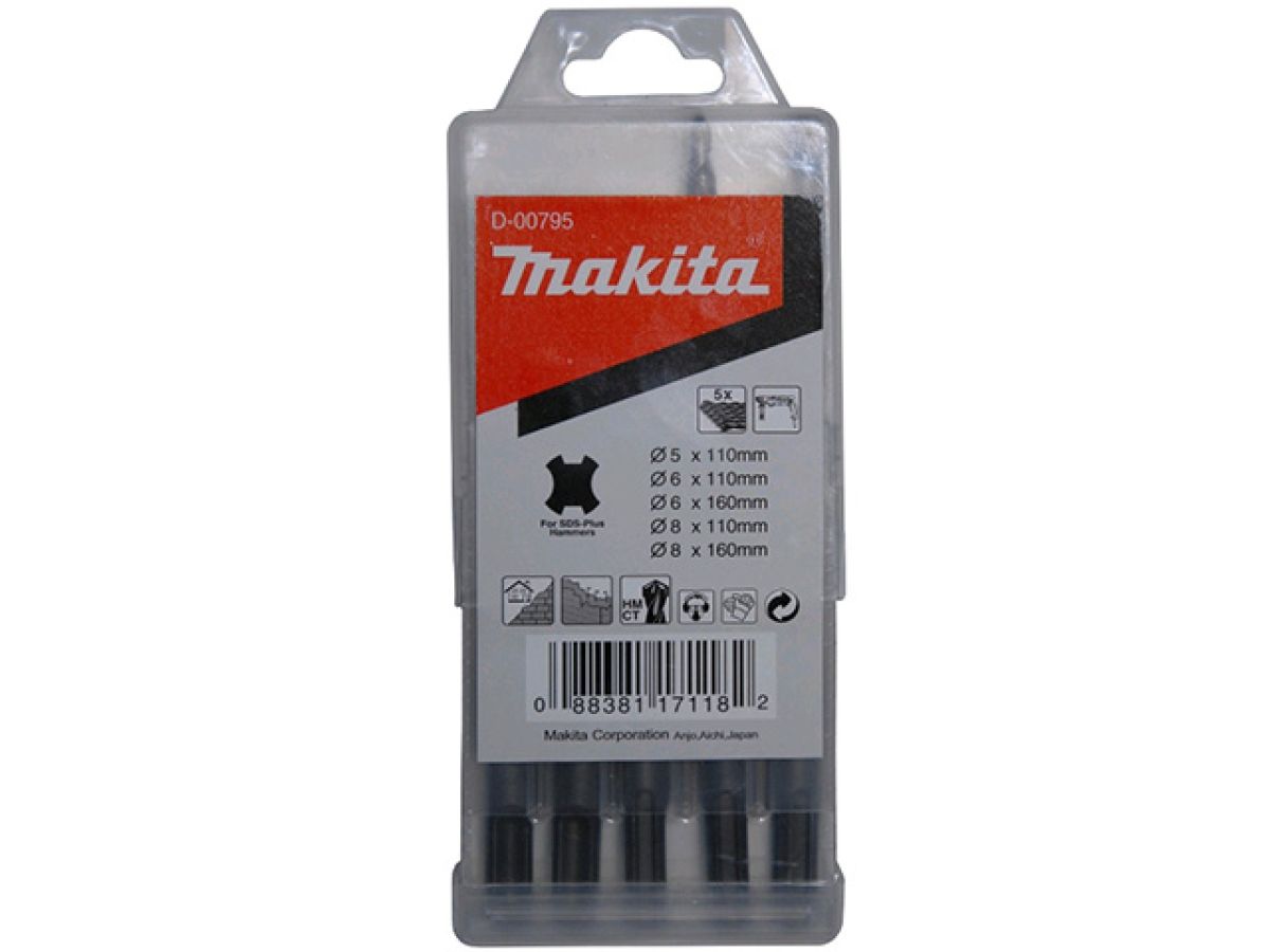 Набор буров SDS-Plus MAKITA 5 шт. (5, 6, 8x110 и 6, 8x160)