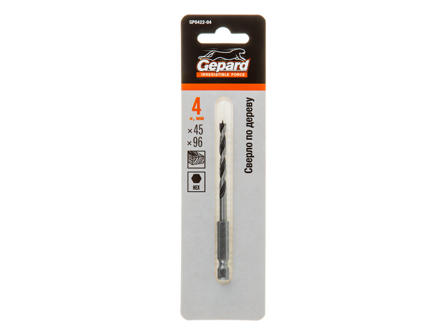 Сверло по дереву 4х45х96 шестигр. GEPARD