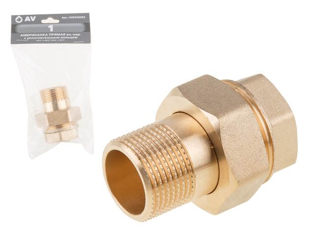 Американка прямая 1" вн.-нар., AV Engineering (инд. упак.) (с уплотнительным кольцом)