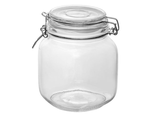 Банка для сыпучих продуктов стеклянная WECKER (Веккер) 1000 мл, PERFECTO LINEA (Банка с бугельным замком из нержавеющей стали)