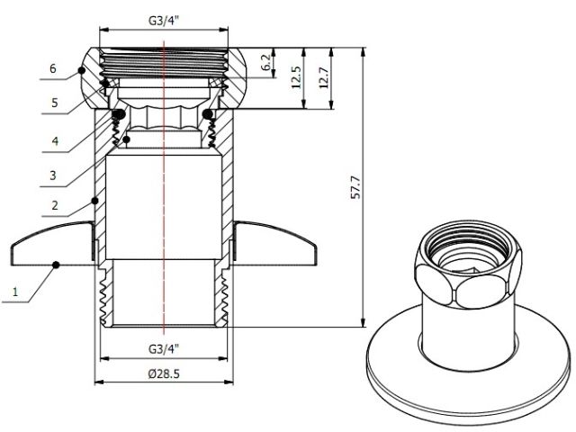 Американка прямая 3/4" вн. х 3/4" нар. ХРОМ, AV Engineering (2 шт. в уп.) (для полотенцесушителя, макс. 100 С, макс. 16 бар)