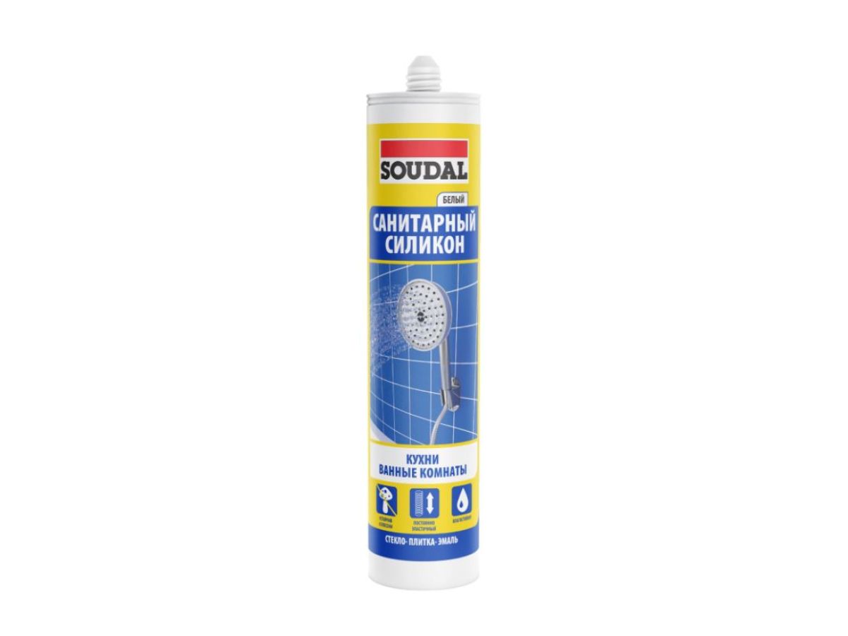 Силикон санитарный "Soudal" КУХНИ ВАННЫЕ бесцветный 280 мл