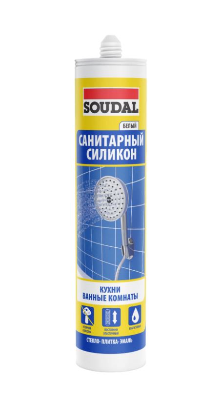 Силикон санитарный «Soudal» КУХНИ ВАННЫЕ бесцветный 280 мл