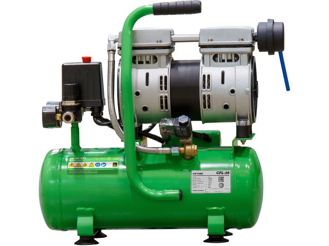 Компрессор ECO AE-10-OF1 безмасляный (120 л/мин, 8 атм, коаксиальный, безмасляный, ресив. 10 л, 220 В, 0,7 кВт)