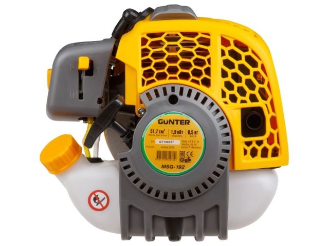 Мотокоса GUNTER MSG-192 с пильным диском и головкой (1.90 кВт, 51.7 см3, легкий запуск,  диск 255х25.4 мм, 40 зуб., ремень двухлямочный, вес