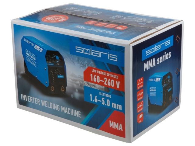 Инвертор сварочный SOLARIS MMA-250D (230В; 20-200 А; 70В; электроды диам. 1.6-5.0 мм; вес 3.6 кг)