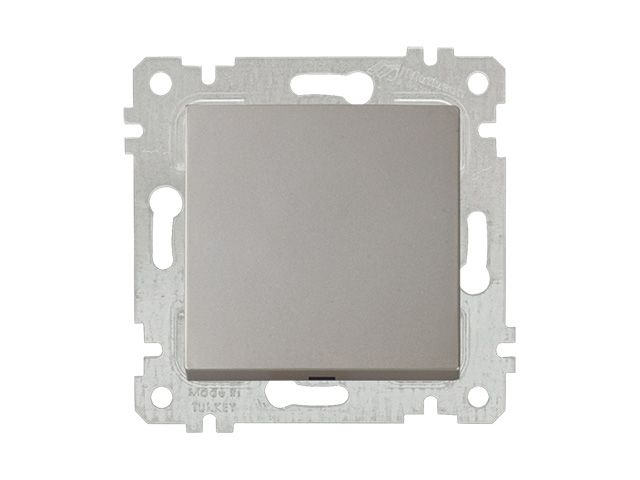 Выключатель 1-клав. двухполюсный (скрытый, без рамки, винт. зажим) титан, RITA, MUTLUSAN (10 A, 250 V, IP 20)