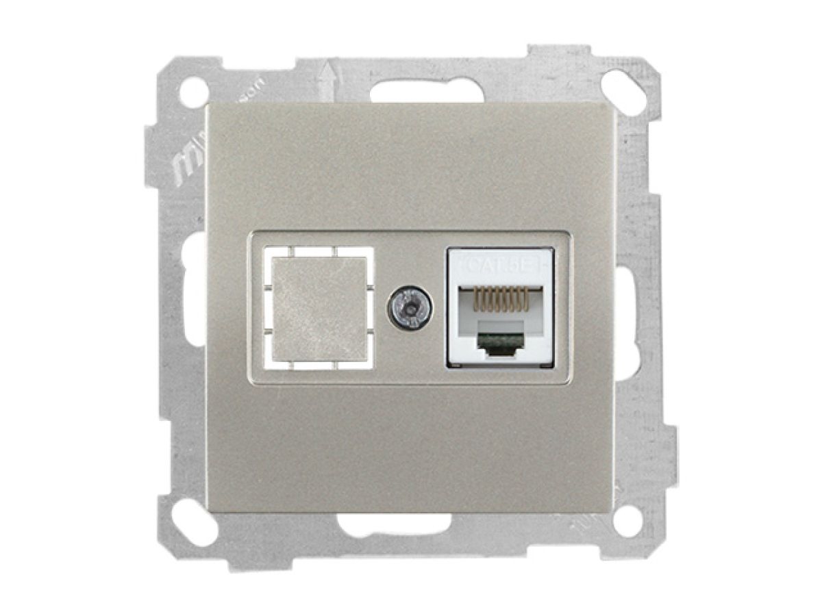 Розетка компьютерная 1xRJ45 (Cat5e, скрытая, без рамки) титан, DARIA, MUTLUSAN