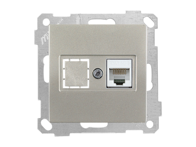 Розетка компьютерная 1xRJ45 (Cat5e, скрытая, без рамки) титан, DARIA, MUTLUSAN