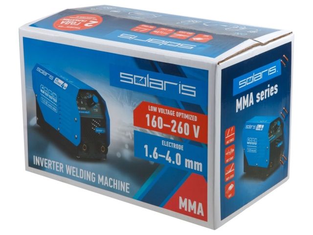 Инвертор сварочный SOLARIS MMA-200D (230В; 20-140 А; 70В; электроды диам. 1.6-4.0 мм; вес 3.1 кг)